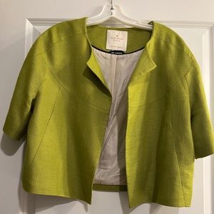 New Kate Spade New York Green Cropped Open Front Jacket Blazer 4